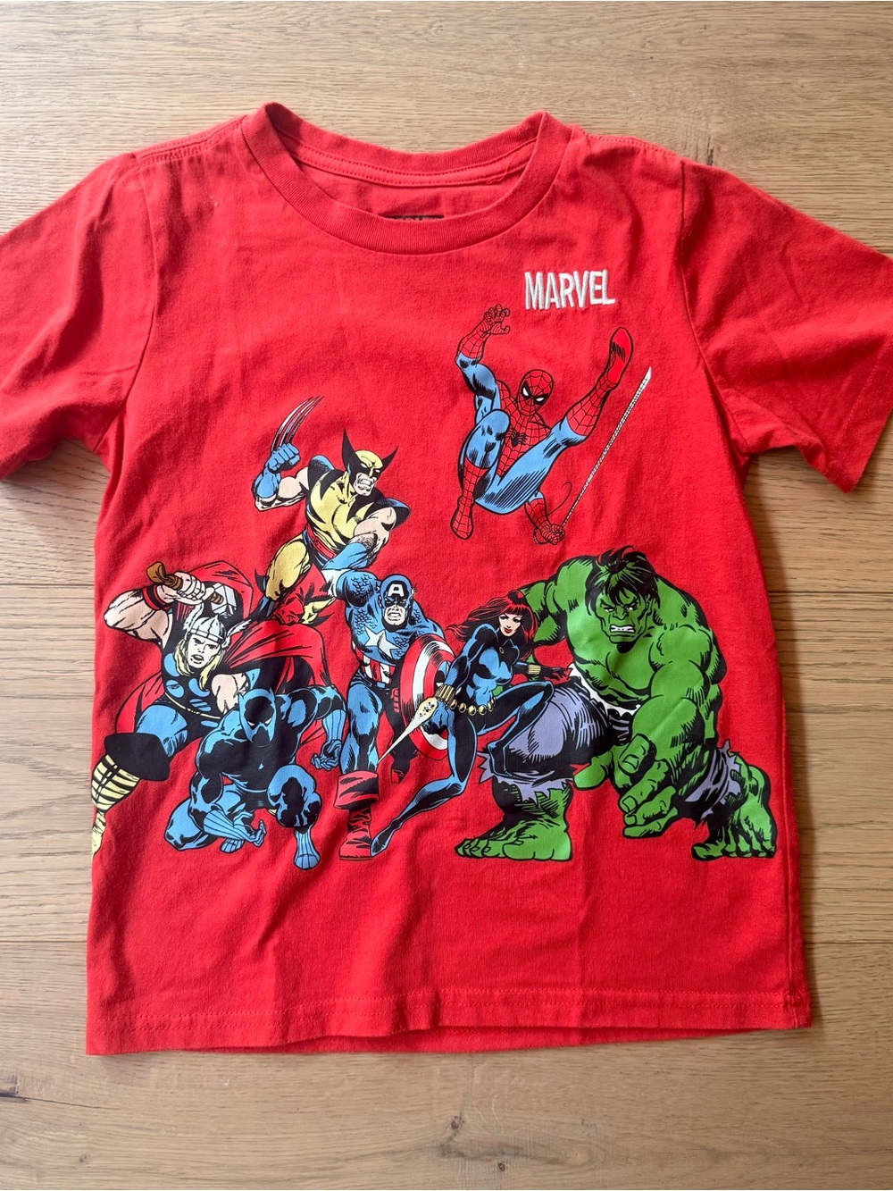 Marvel Red Kids Graphic Tee with characters